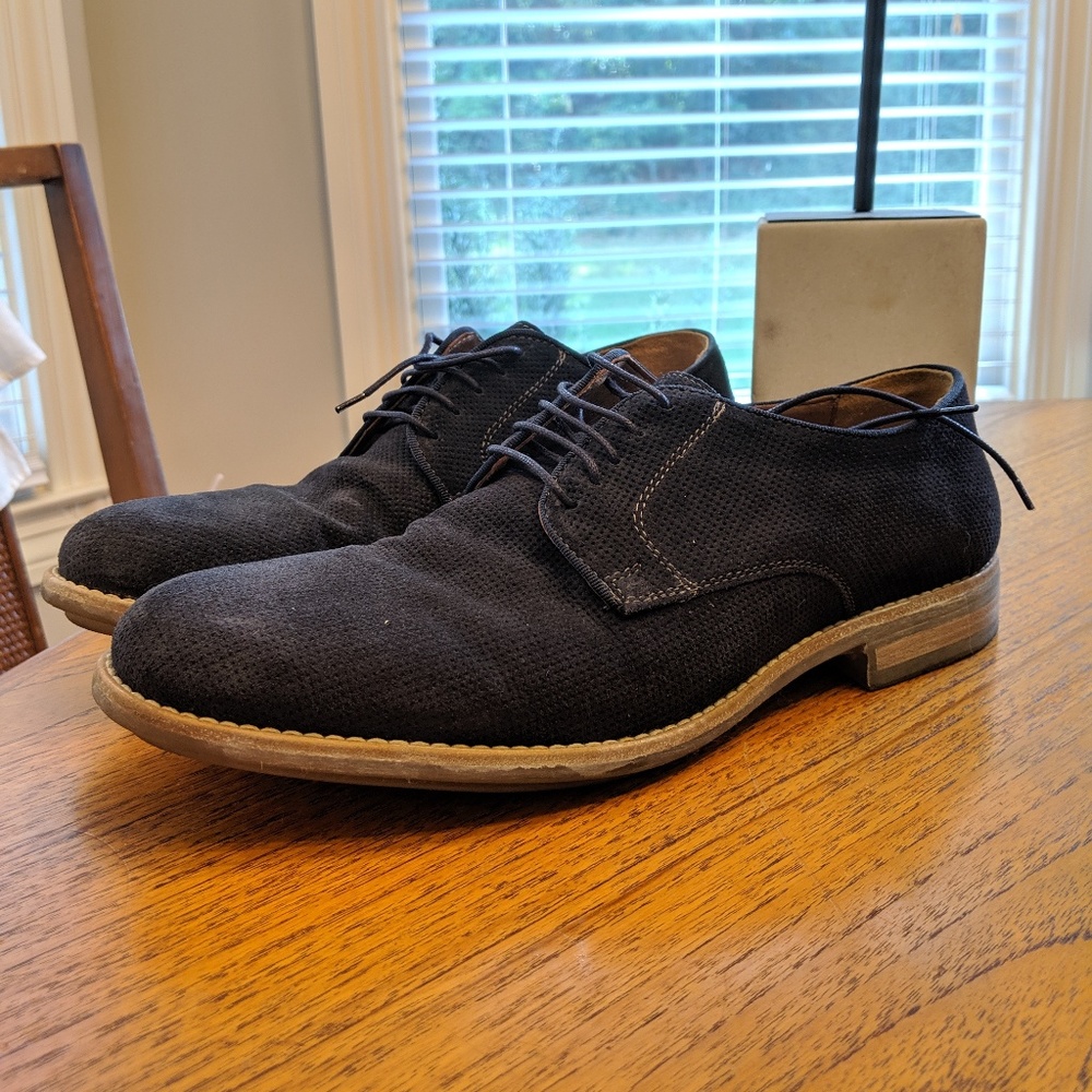 Saks Fifth Avenue Blue Perforated Suede Bluchers